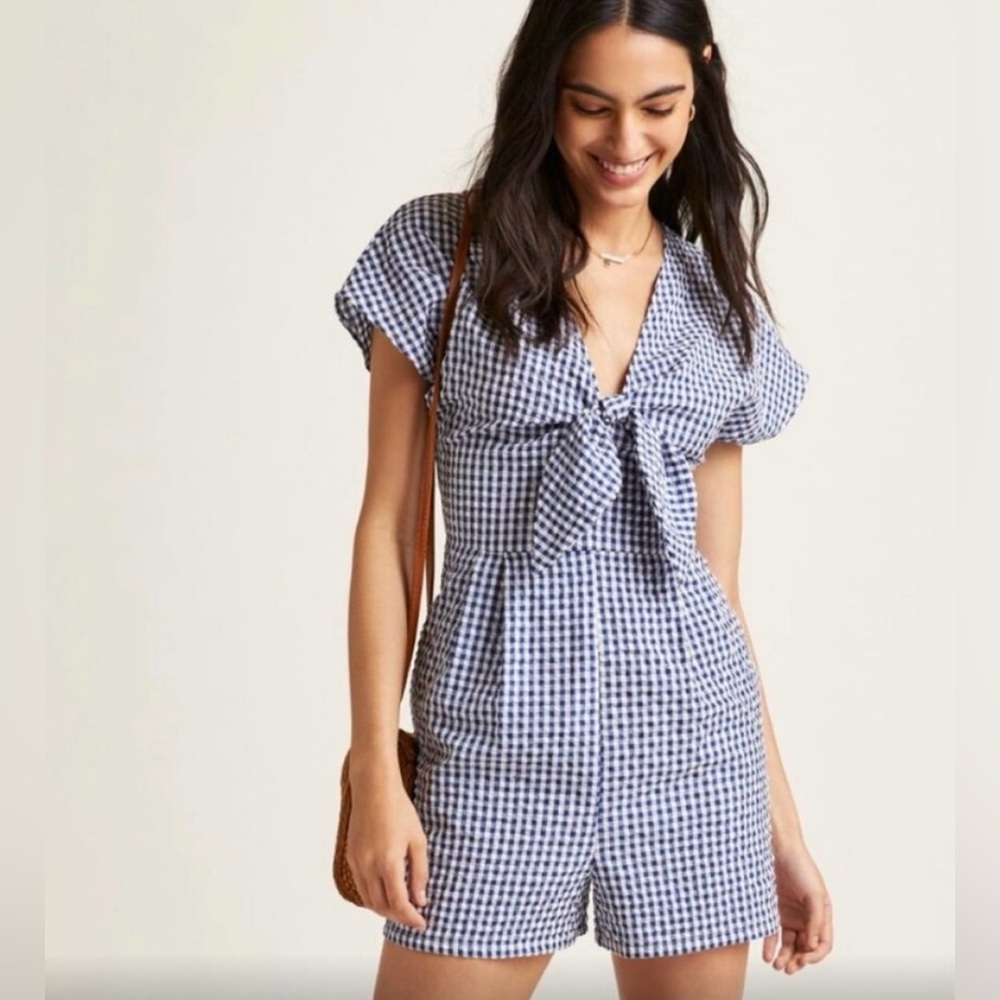 Hutch Navy and White Gingham Romper - Picture 1 of 7